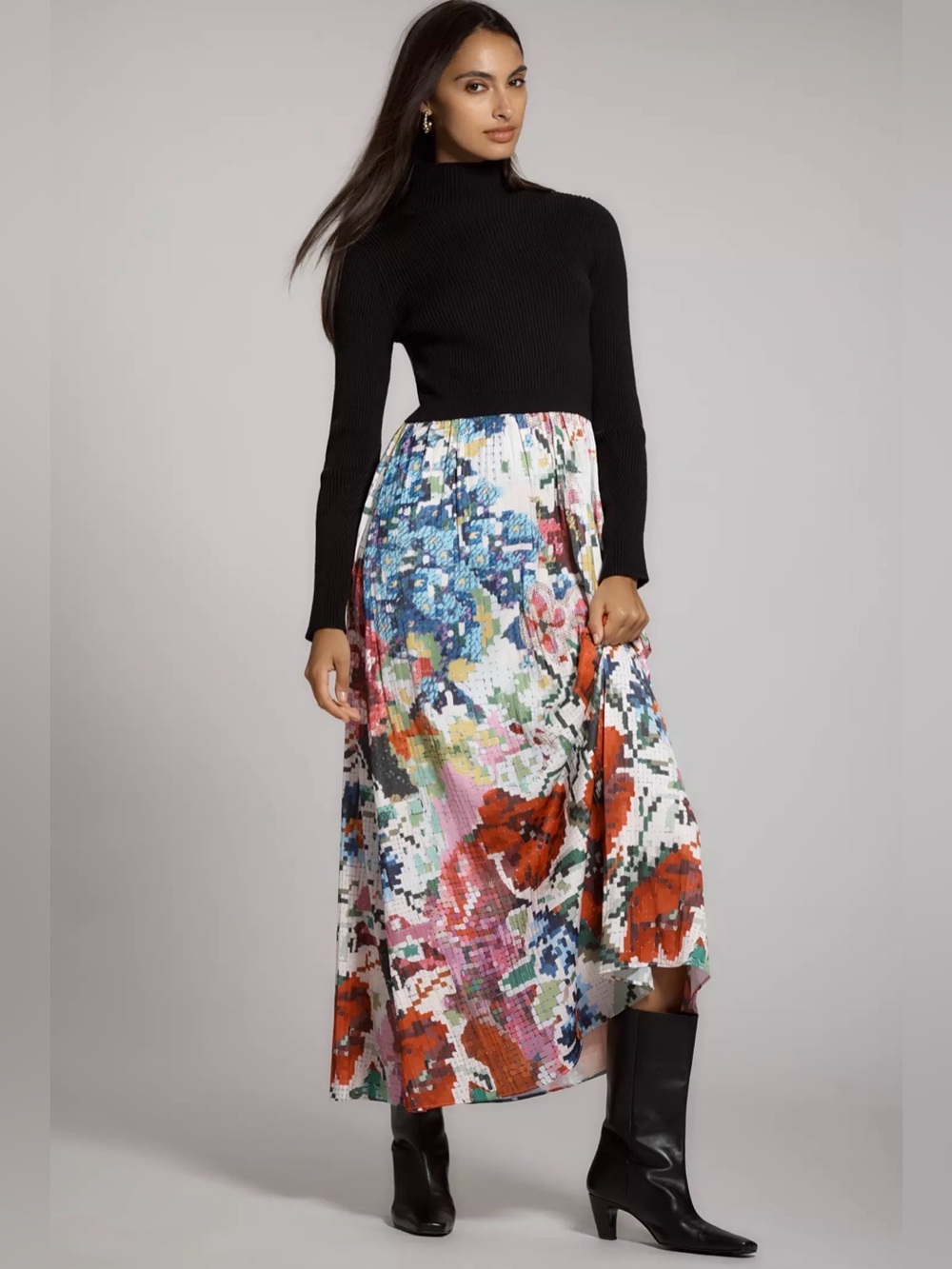 Anthropologie Kirstin Lamb Thea Long-Sleeve Twofer Maxi Dress S